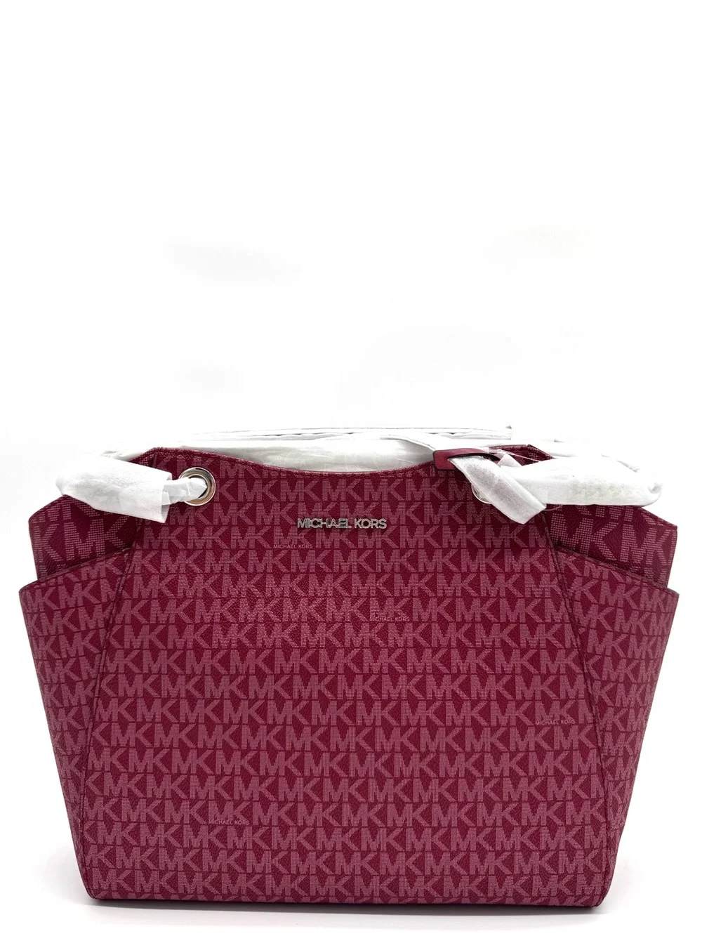 Michael Kors Jet Set Large Signature Logo Shoulder Bag - Maroon